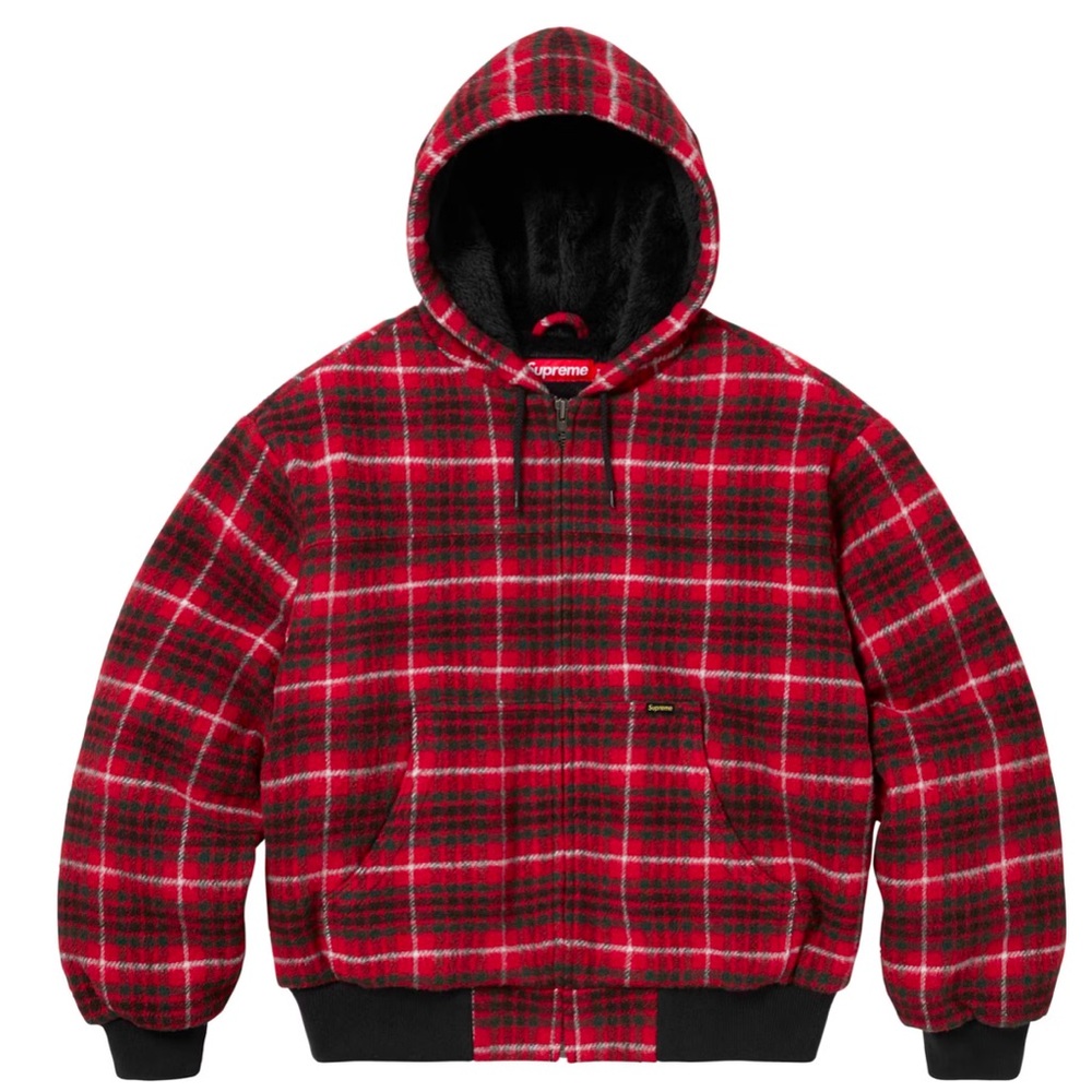 Supreme Plaid Wool Hooded Work Jacket XXL